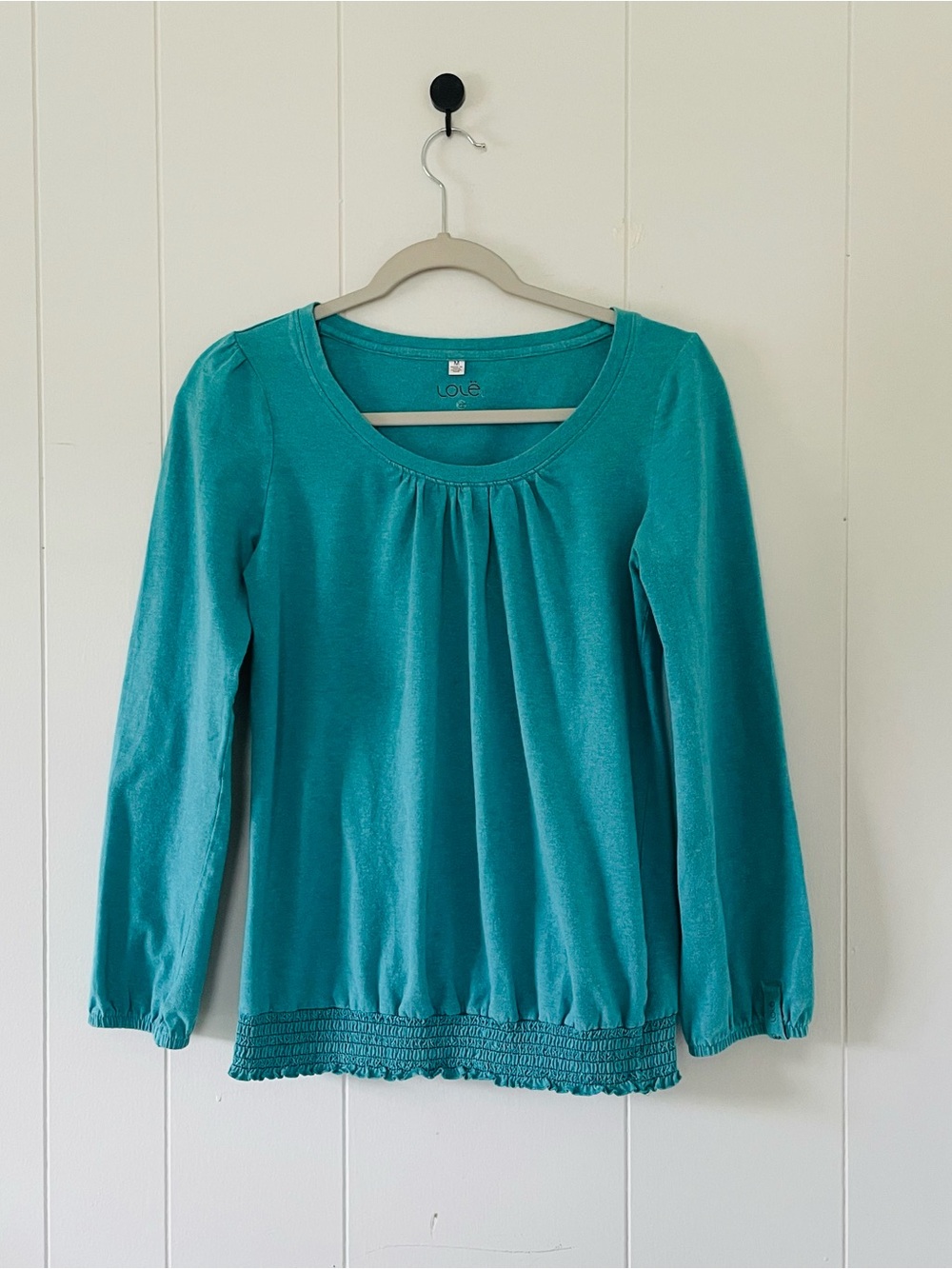 Lole Teal Long Sleeve Scoop Neck Top